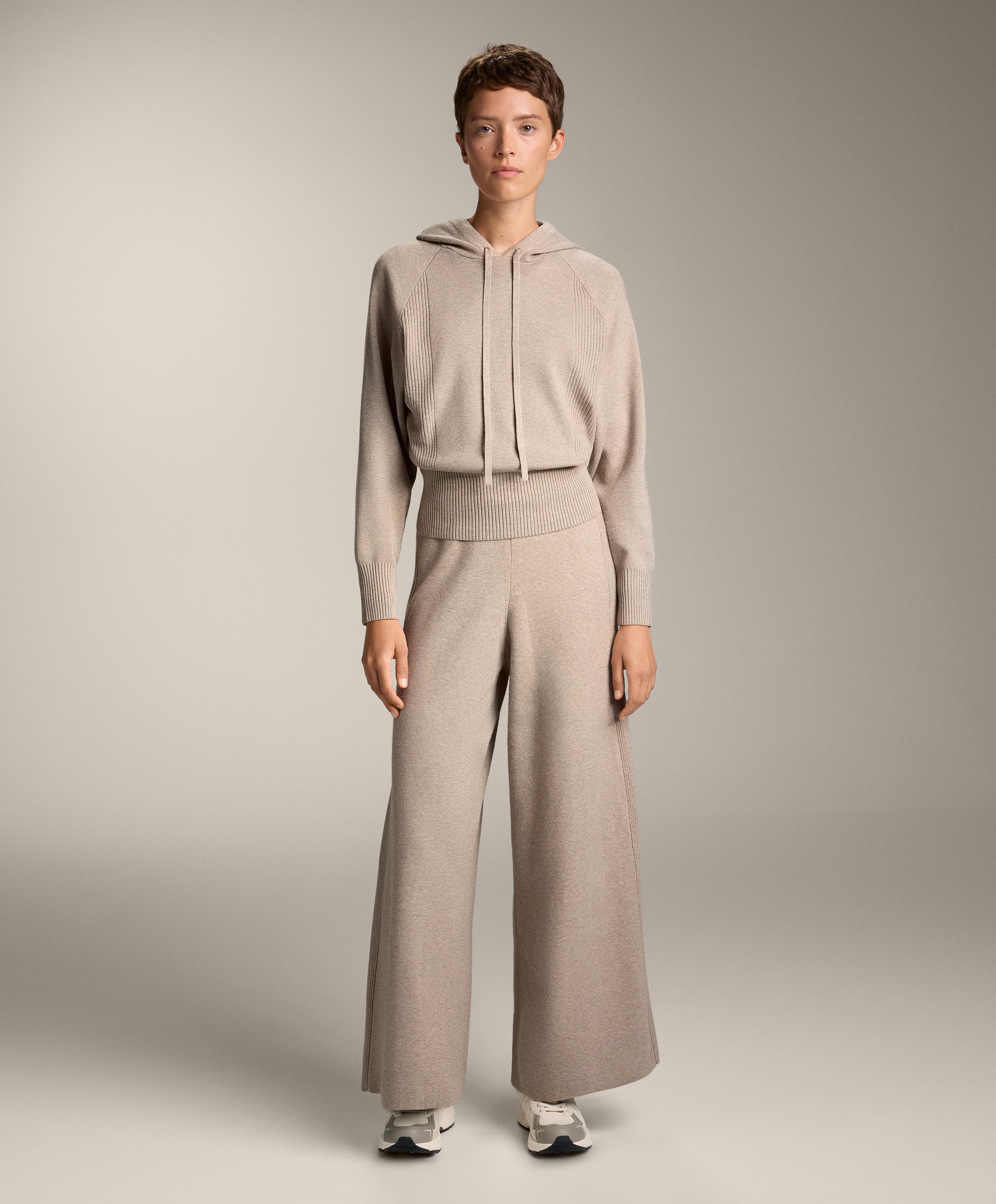 Rib jumper with drawstring hood and fitted waist