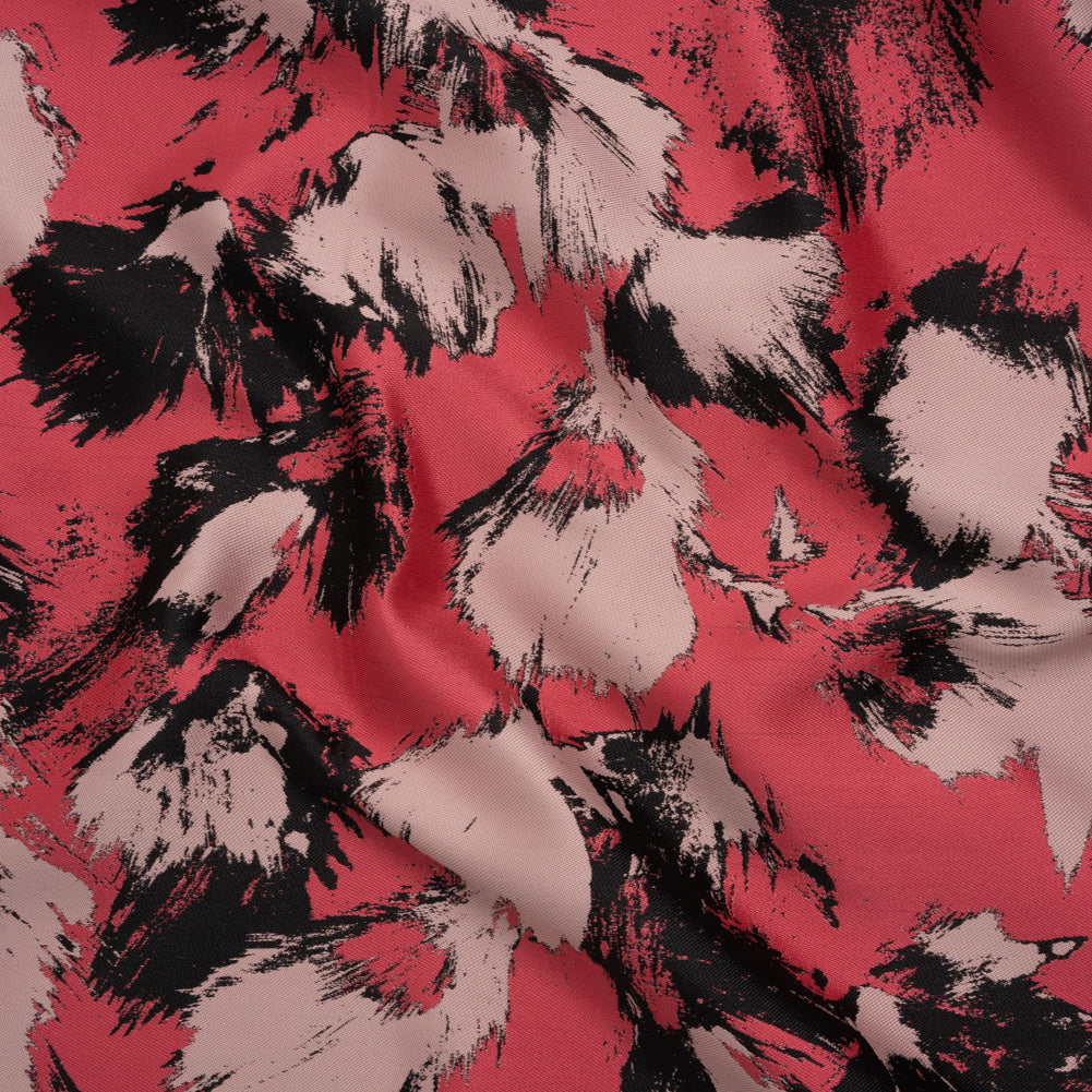 Luxury Polyester Brocade - Pale Pink, Coral and Black Abstract Brushstrokes - Joann Fabrics