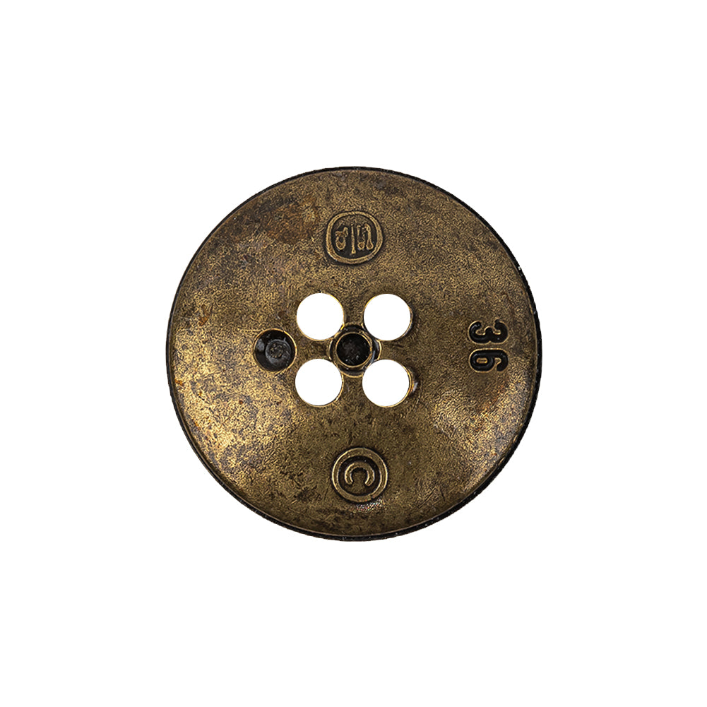 Italian Antique Brass Embossed Four Hole Saucer Button - 36L/23mm - Joann Fabrics