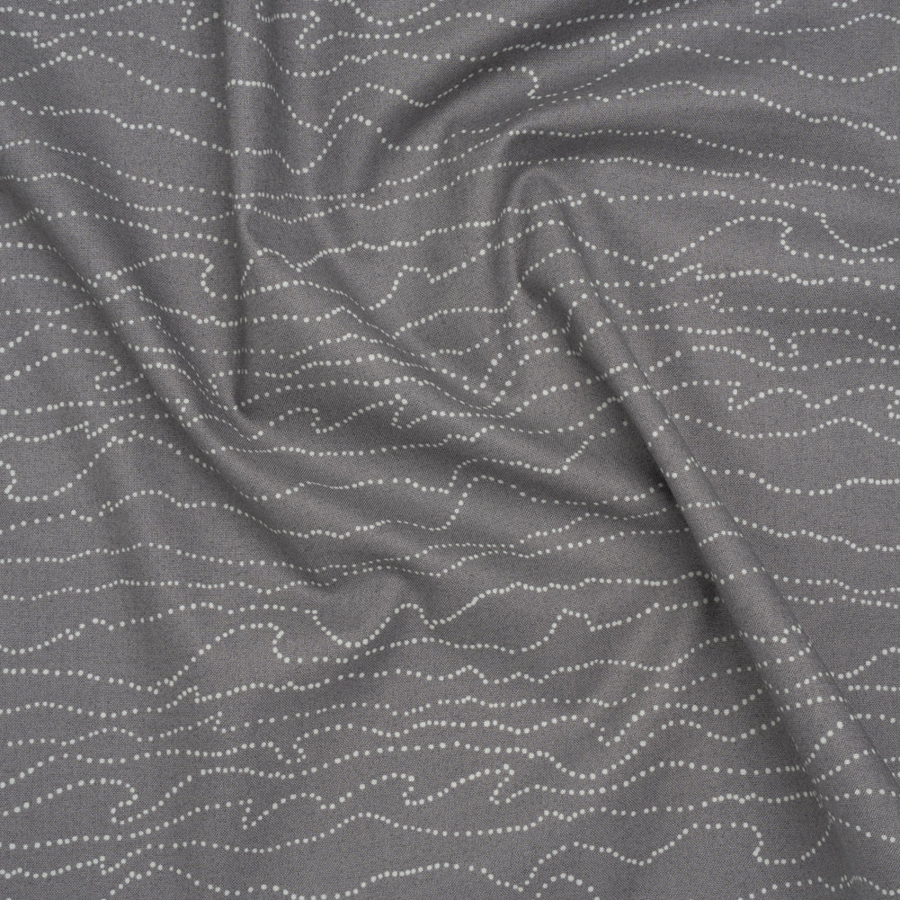 Printed Quilting Cotton by Ghazal Razavi for FIGO Studio - Gray and White Strings - Dewfall Collection - Joann Fabrics