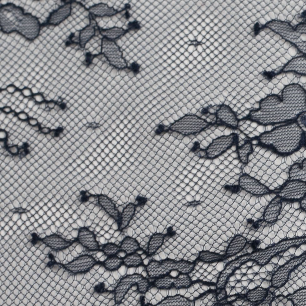 Re-Embroidered Lace with Scalloped Edge - Navy Floral - Joann Fabrics