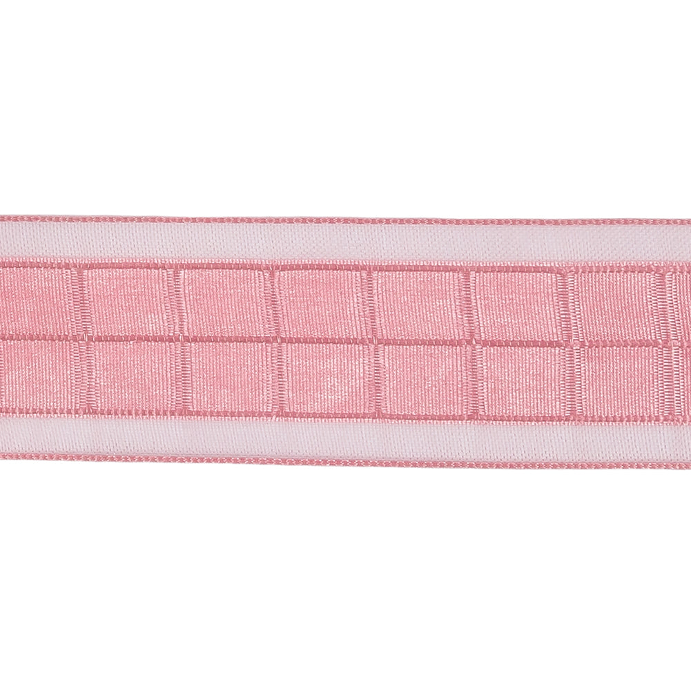 Bubblegum Pink Squares and Sheer Borders Ribbon - 1