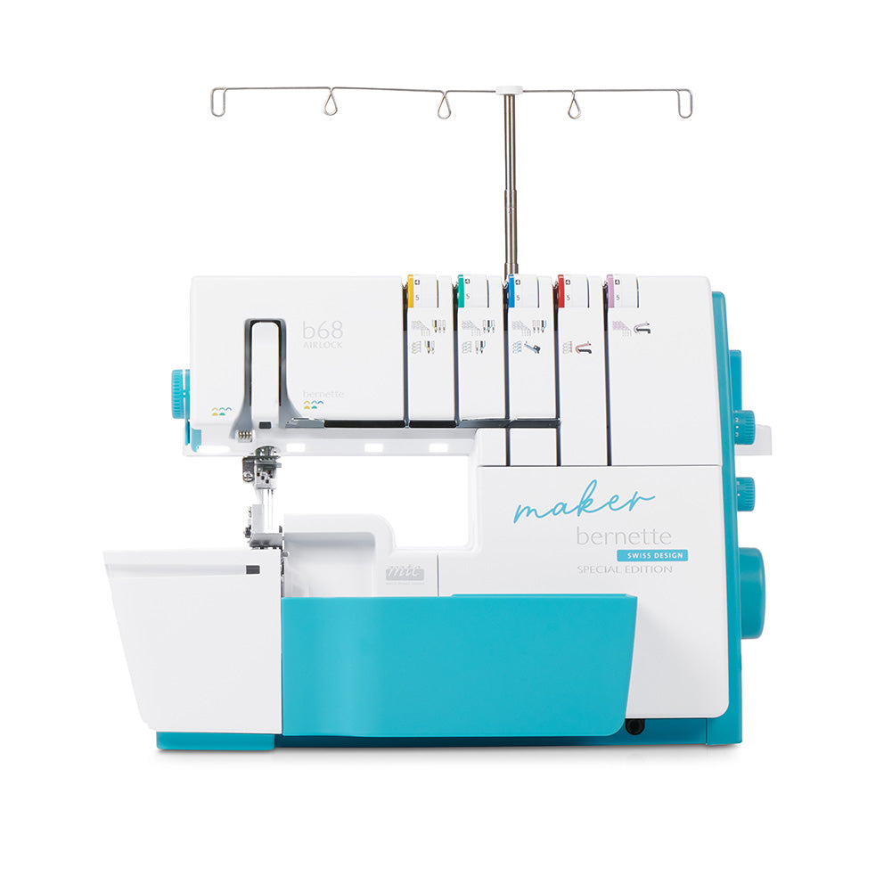 bernette 68 Maker Edition - Air-Threading Combination Overlock, Chainstitch and Coverstitch Serger Sewing Machine with Presser Foot Set and Mini Vacuum Cleaner - Joann Fabrics