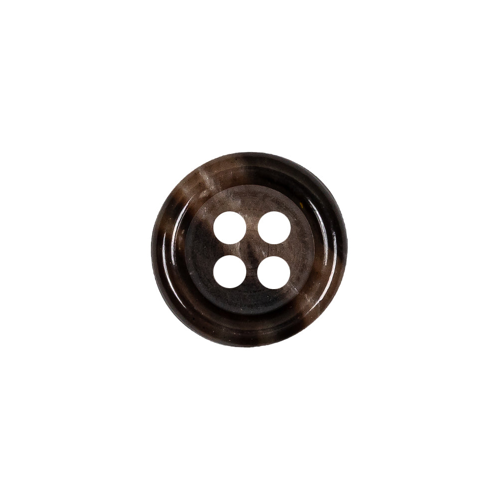 Dark Brown and Almond Mottled Semitransparent 4-Hole Rolled Rim Plastic Button - 24L/15mm - Joann Fabrics