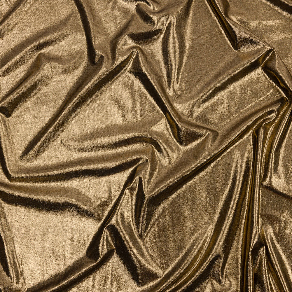 Polyester Interlock Knit with Gold Foiling - Black - Oriana Collection - Joann Fabrics