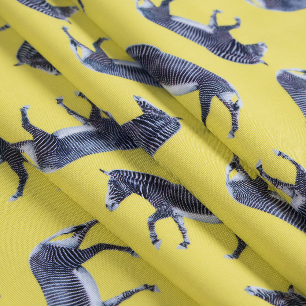 Compression Swimwear Tricot, UV Protective with Aloe Vera Microcapsules - Yellow Zebras - Caye Collection - Joann Fabrics