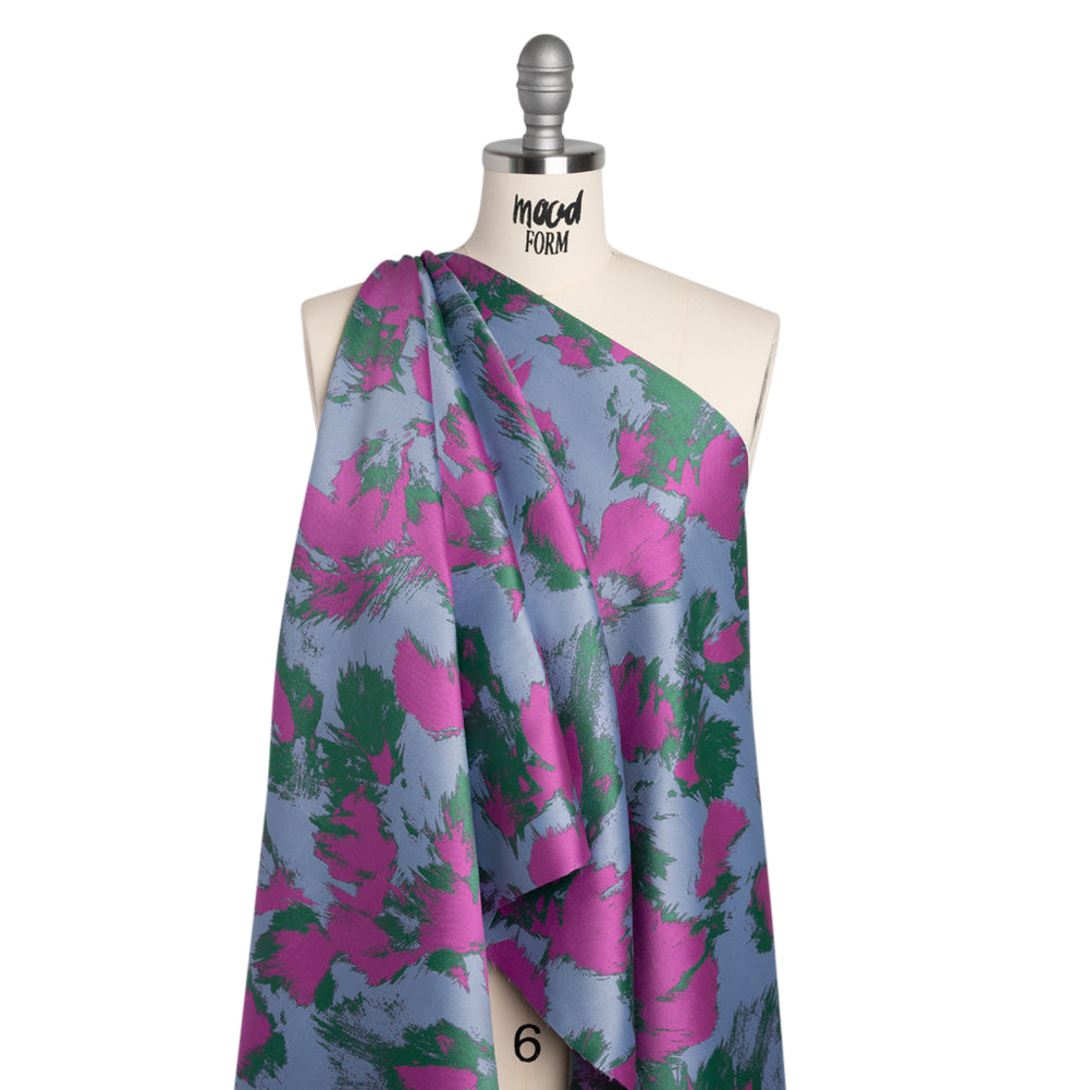 Luxury Polyester Brocade - Fuchsia, Periwinkle and Green Abstract Brushstrokes - Joann Fabrics