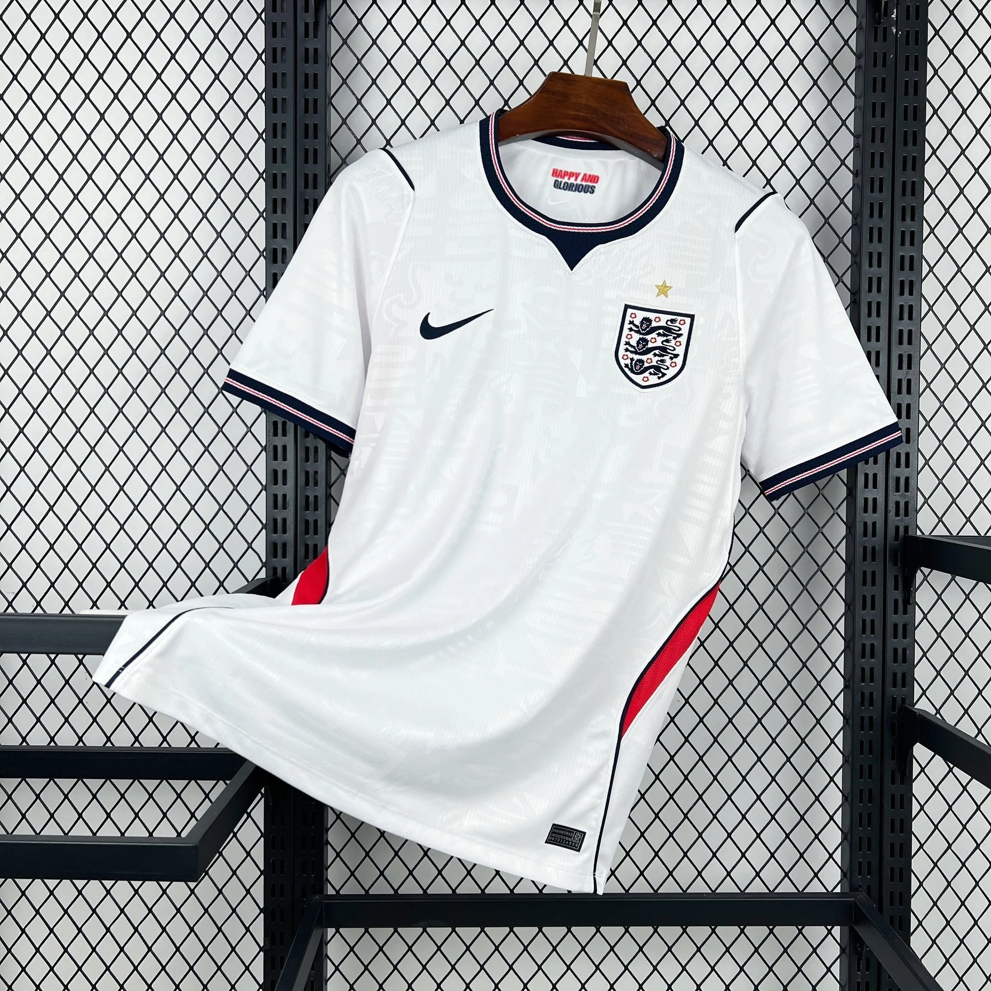 White England 2026 home football shirt used to plan a framed display layout