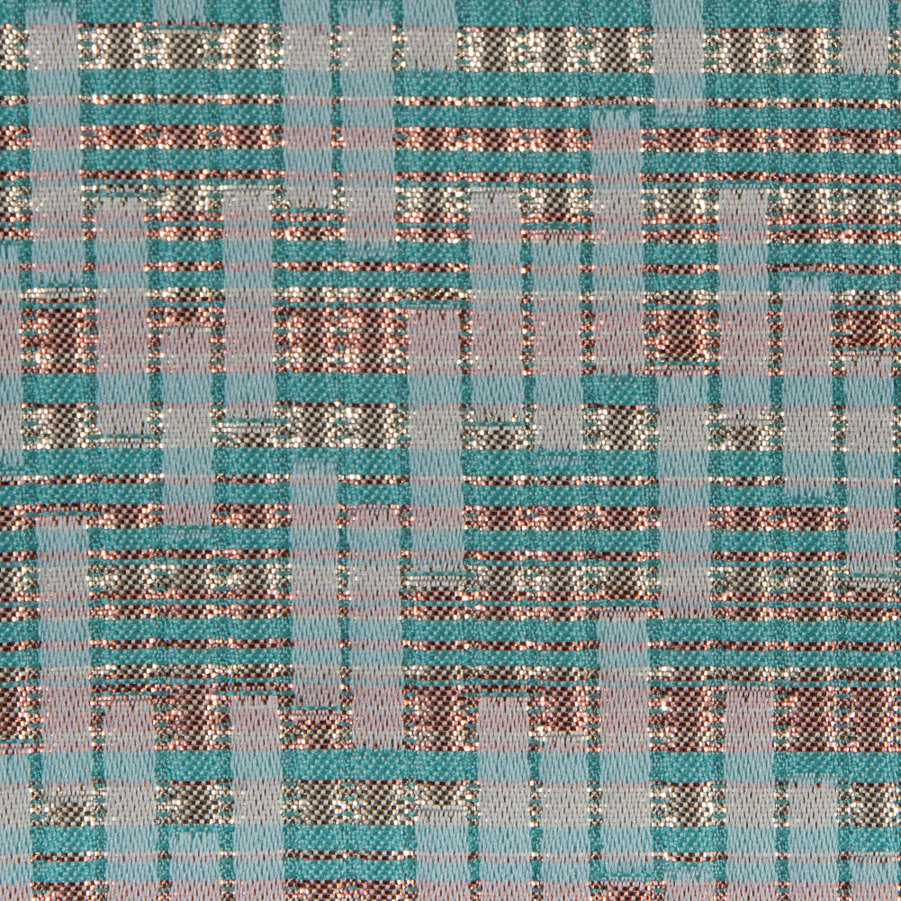 Ivory, Sea Green and Light Coral Metallic Brocade - Joann Fabrics