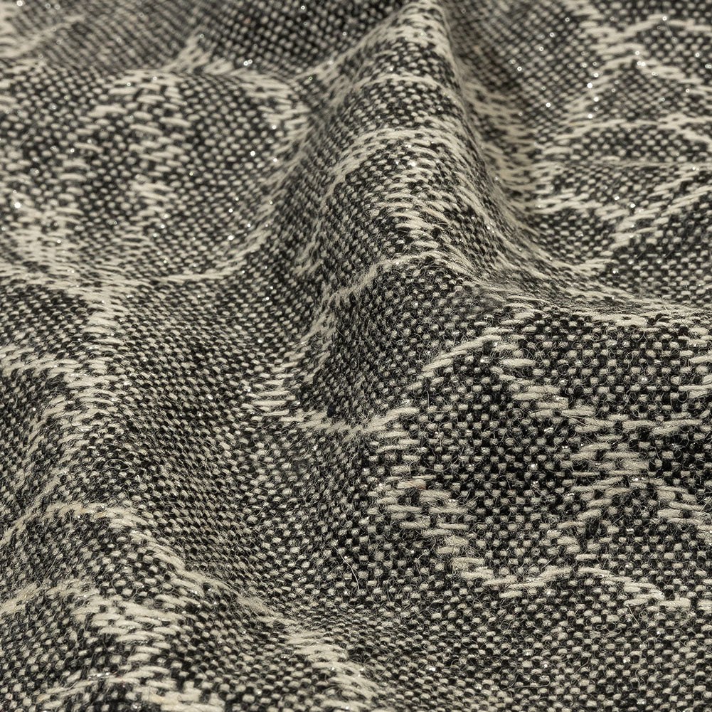 Balenciaga Italian Black, Pumice Stone and Metallic Silver Floral Blended Wool Jacquard - Joann Fabrics