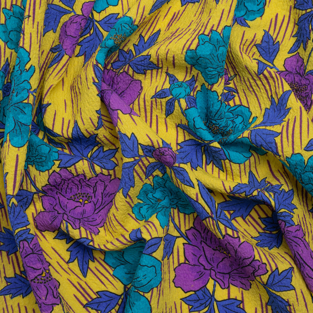 Mood Exclusive Yellow Through the Rain Stretch Polyester Seersucker - Joann Fabrics