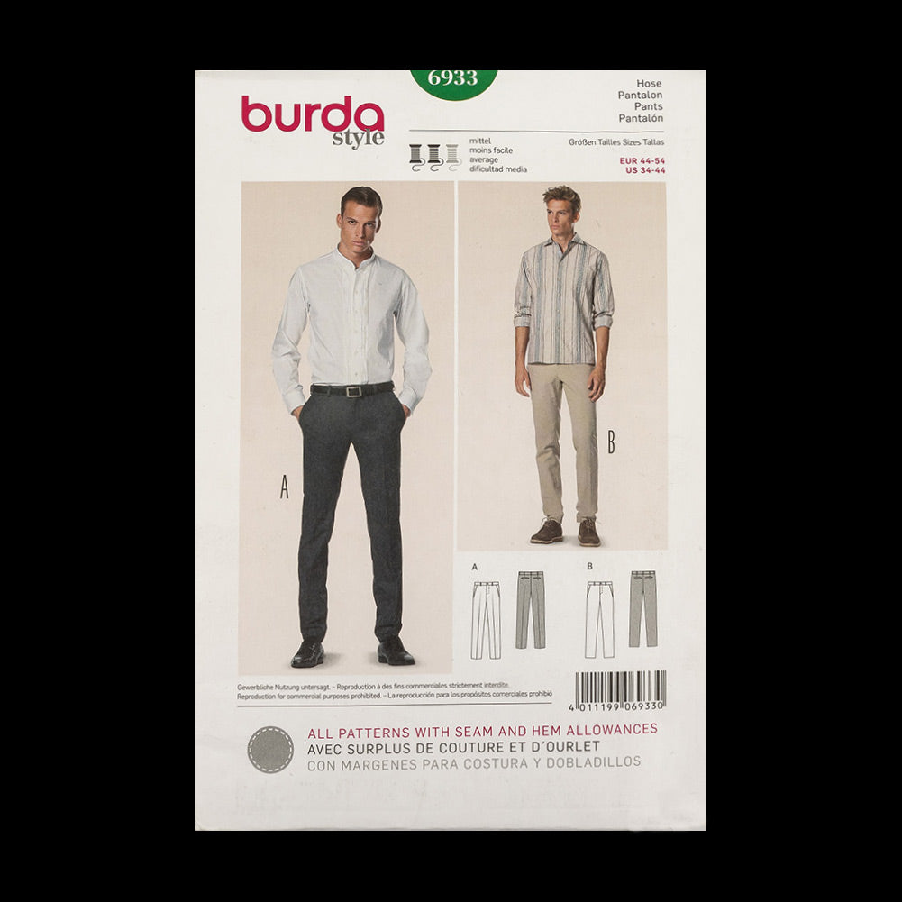 Burda Men's Pants Pattern 6933 Size US 34-44 - Joann Fabrics