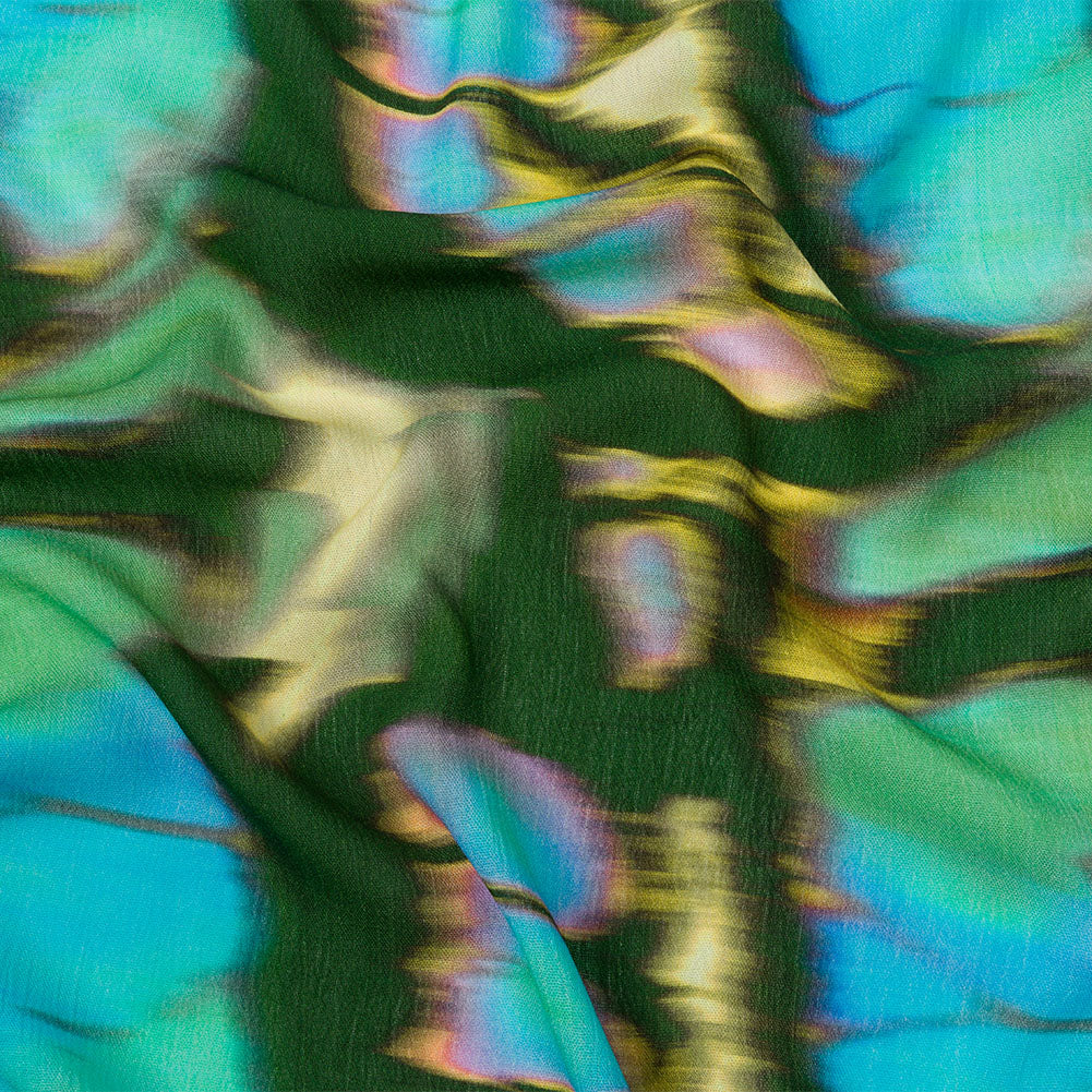 Gauzy Wrinkled Rayon Woven Print - Blue and Green Abstract - Mood Exclusive Butterfly Blur - Joann Fabrics