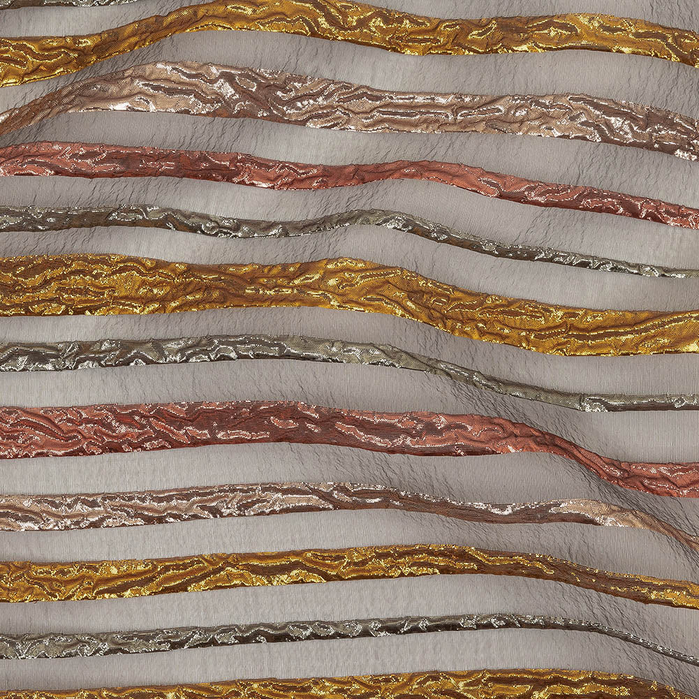 Metallic Rose, Silver and Gold Fading Lines Luxury Organza Brocade - Joann Fabrics