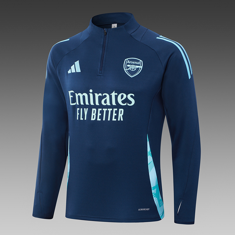 2024/2025 Arsenal Half-Pull Training Suit Royal Blue Football Shirt 1:1 Thai Quality Set
