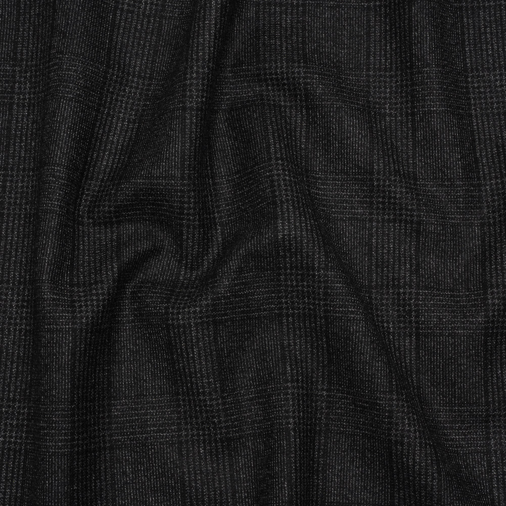 Super 110s Wool Twill Suiting Made in Italy - Black and White Glen Plaid - Deadstock - Joann Fabrics