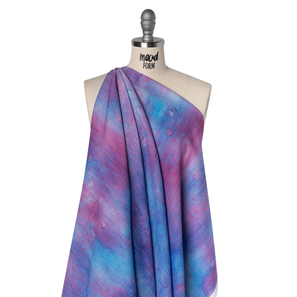 Slubbed Gauzy Cotton Woven - Pink, Ultramarine Blue and Purple Spotted Tie Dye - Mood Exclusive Dewdrop Ditsy Print - Joann Fabrics