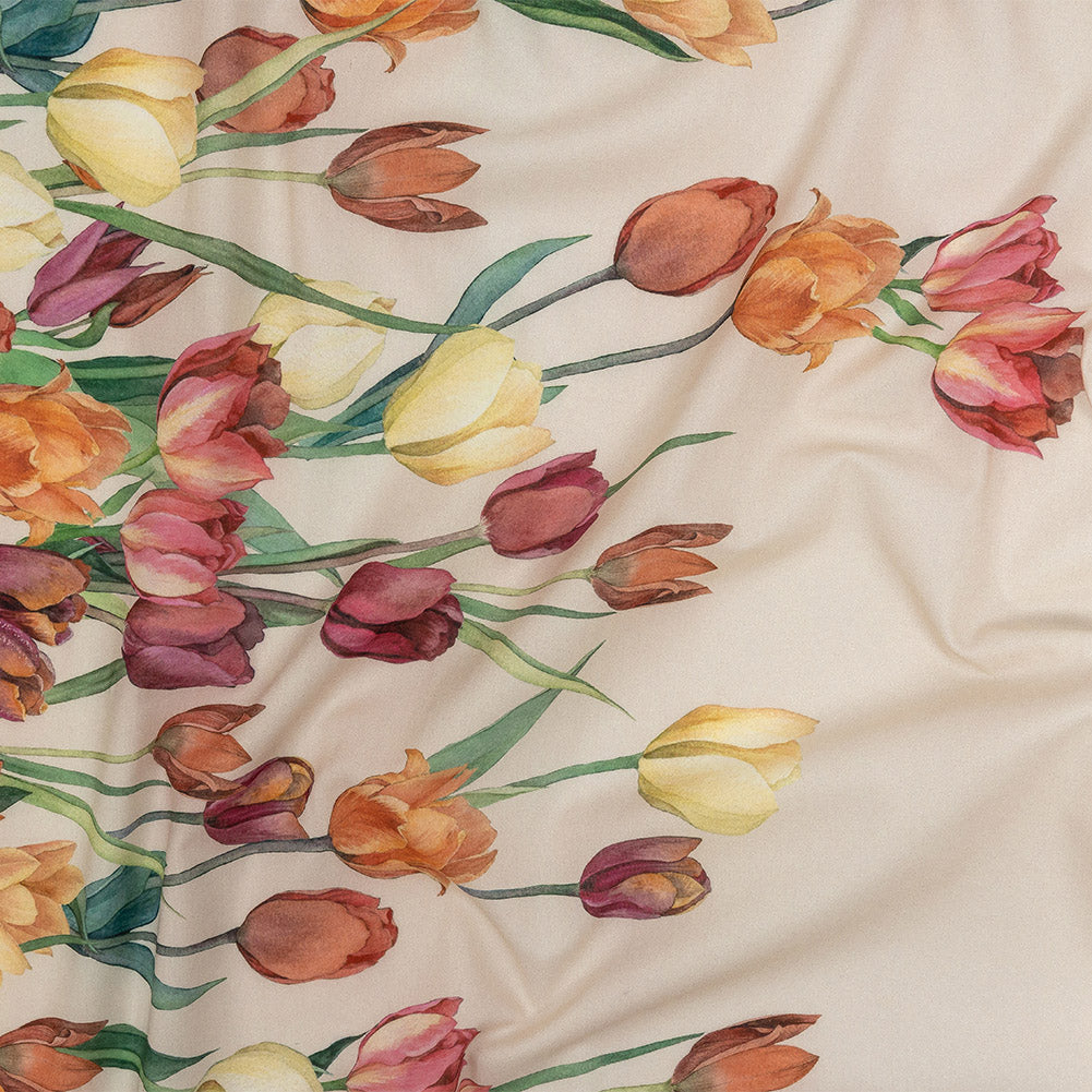 Cotton Voile - Pink, Red and Yellow Tulips Border - Camminata Print - Mood Exclusive Viso Collection - Joann Fabrics