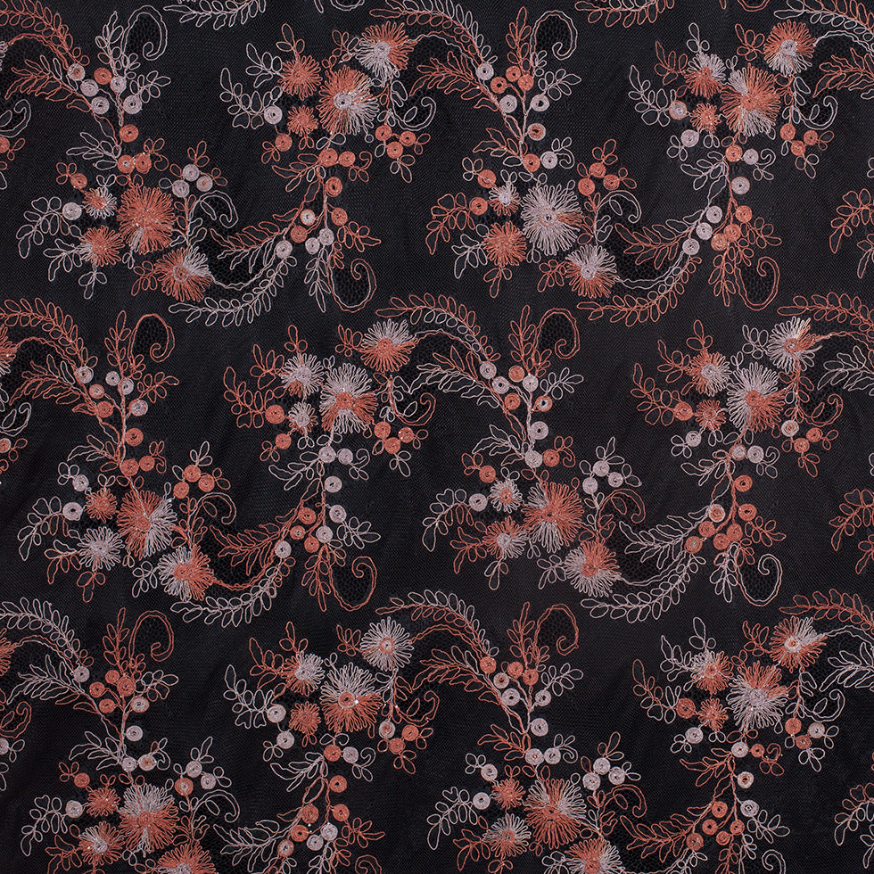 Black/Brown/Beige Scallop Edge Re-Embroidered Lace on Mesh - Joann Fabrics