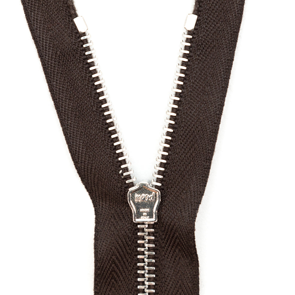 Mood Exclusive Italian Brown and Silver T3 Closed End Metal Zipper - 9