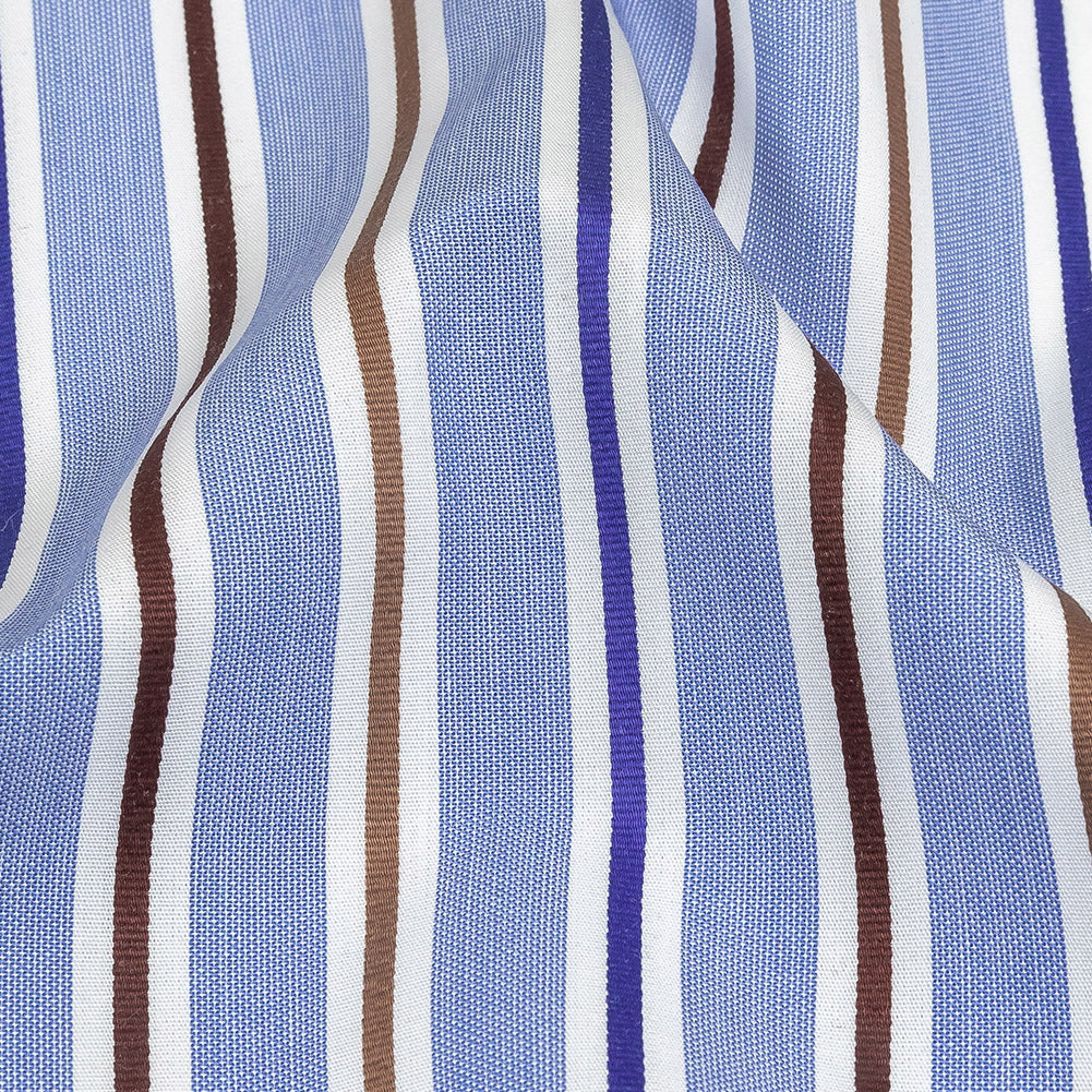 Grapemist, Raw Umber and White Halo Stripes Cotton Shirting - Joann Fabrics