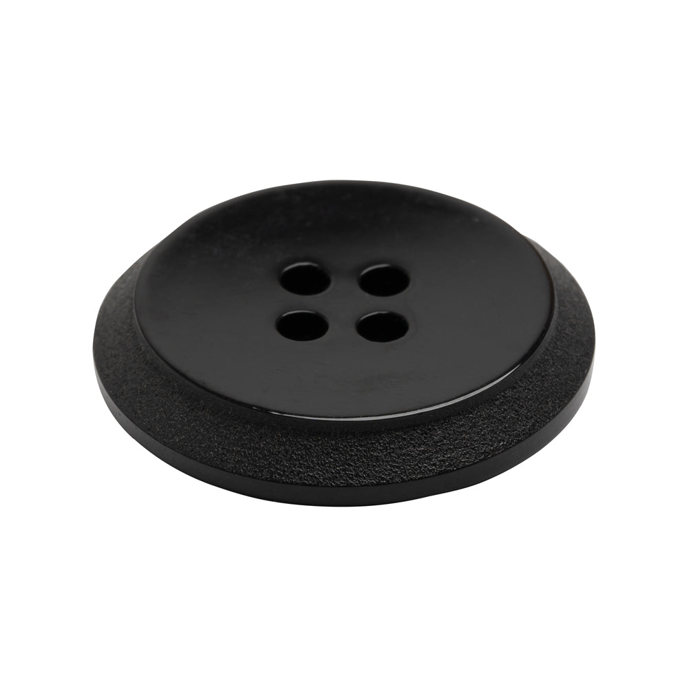 Plastic 4-Hole Button - Black Dish Shaped Matte Rim - 44L/28mm - Joann Fabrics