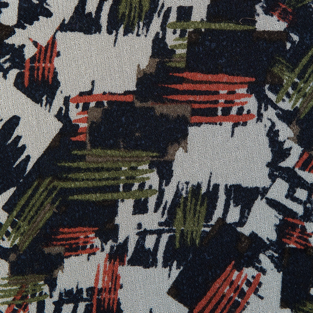 Jason Wu Navy, Burnt Orange and Green Abstract Silk Chiffon - Joann Fabrics