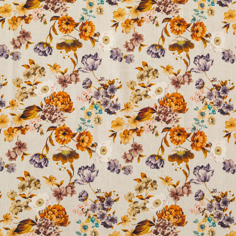 Cotton Voile - Cream and Rust Floral - August Rush Print - Mood Exclusive Harvest Collection - Joann Fabrics