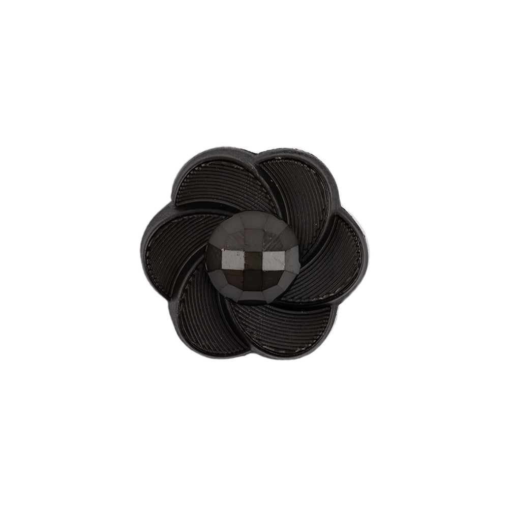 Italian Black Floral and Geometric Shank Back Nylon Button - 32L/20mm - Joann Fabrics