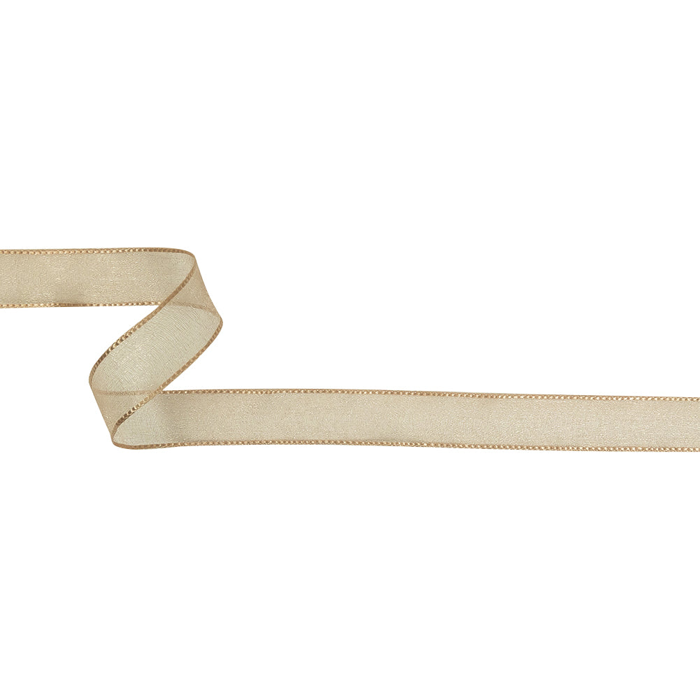 Beige Shimmering Organza Ribbon with Woven Edges - 0.75