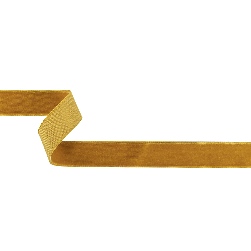 Gold Single Face Velvet Ribbon - 0.875