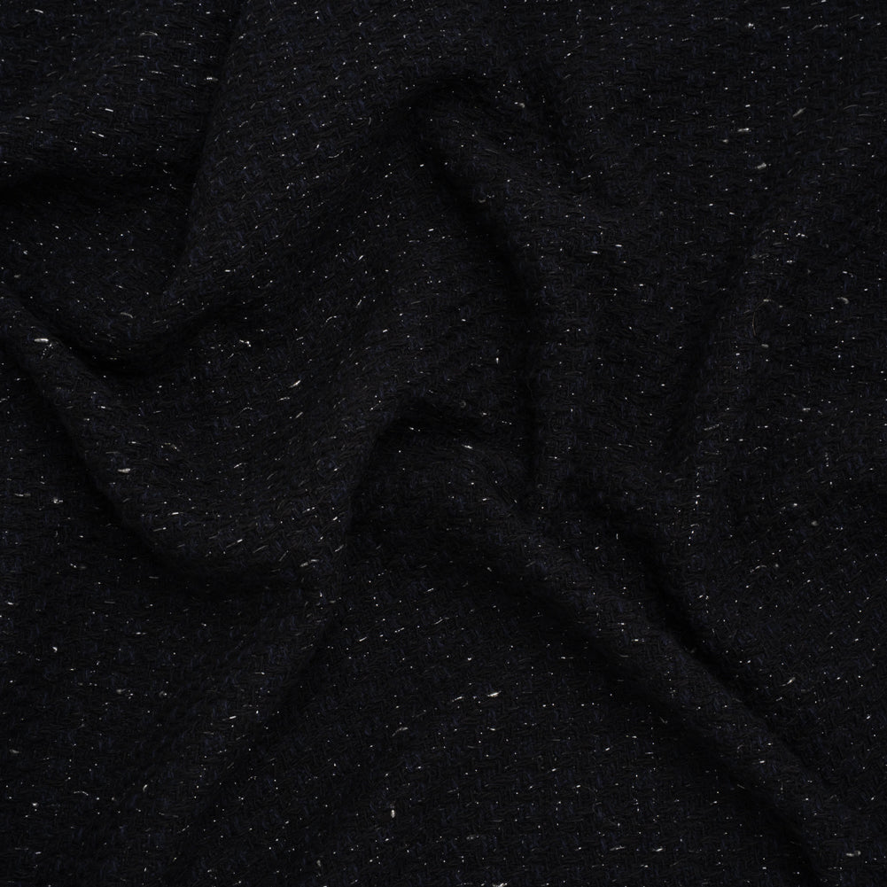 Metallic Wool Blend Tweed Made in Italy - Navy Blue and Black Heathered - Joann Fabrics