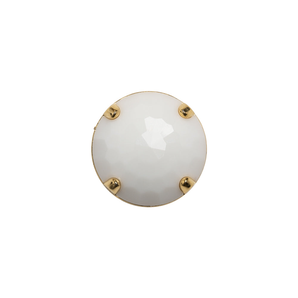 Plastic Shank Back Button - White and Metallic Gold Faceted Half Dome - 24L/15mm - Joann Fabrics
