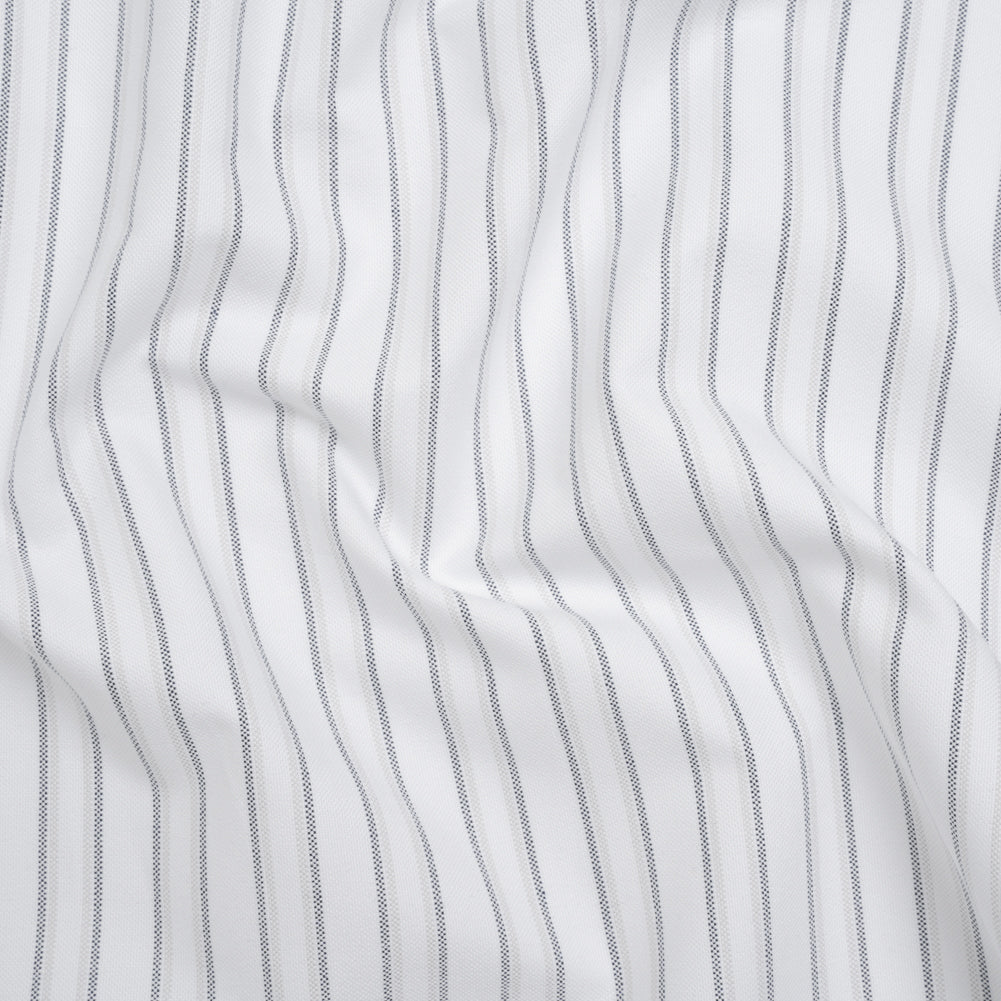 Cotton Oxford Shirting - Navy Blue, Pale Gray and White Shadow Stripes - Deadstock - Joann Fabrics