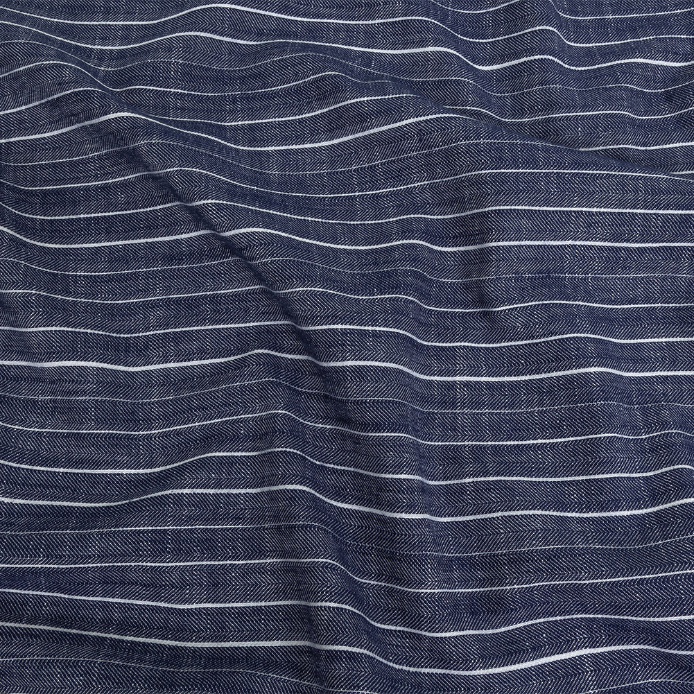 Navy and White Striped Organic Cotton Dobby - Joann Fabrics