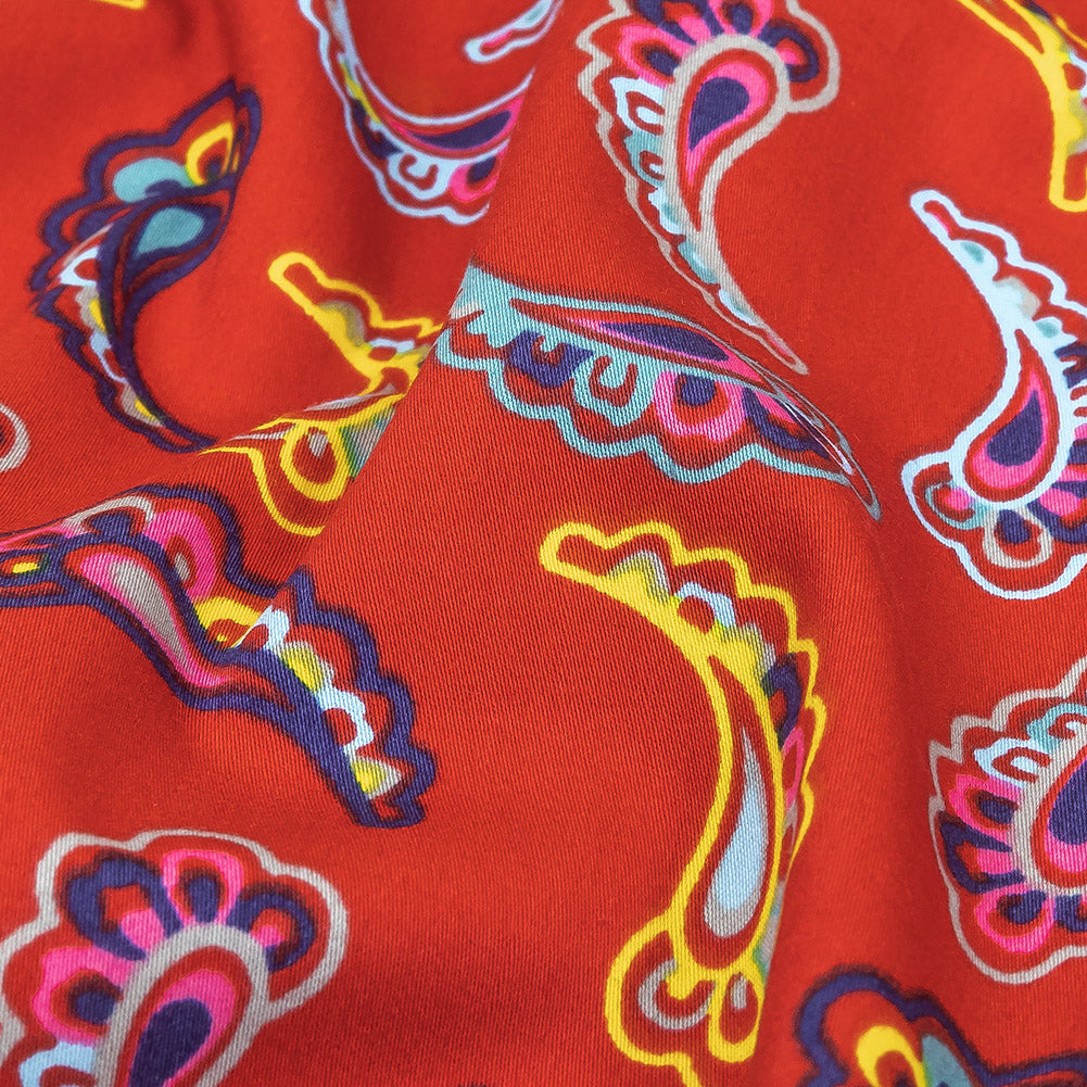 Red, Blue and Yellow Simple Paisley Cotton Shirting - Joann Fabrics