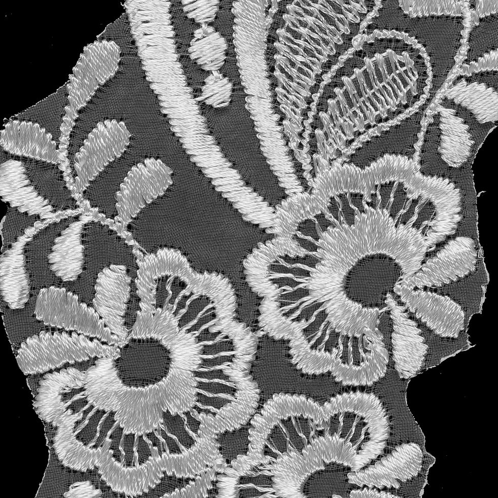 White Floral Embroidered Organza Applique - 10