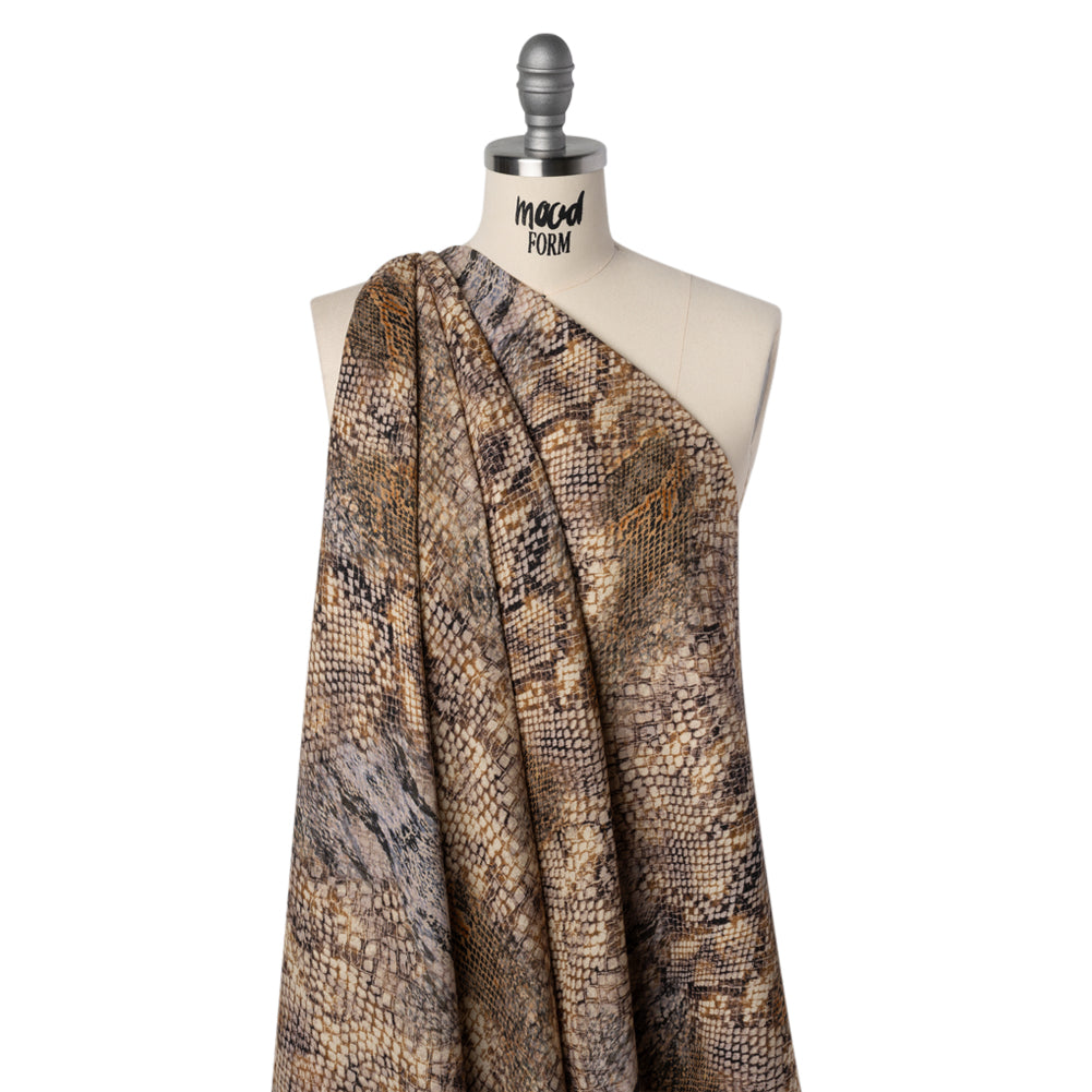 Linen and Rayon Woven - Beige, Orange and Pale Purple Snakeskin - Mood Exclusive Ouroborous Print - Joann Fabrics