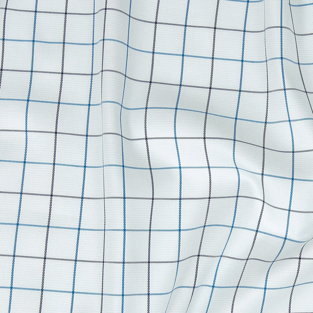 Premium Gradient Blues and White Checkered Dobby Cotton Shirting - Joann Fabrics
