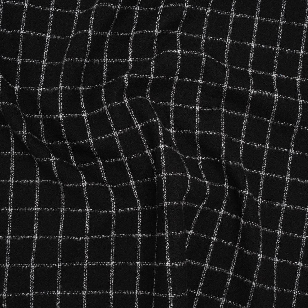 Yarn-Dyed Cotton Flannel - White on Black Windowpane Checks - Deadstock - Joann Fabrics