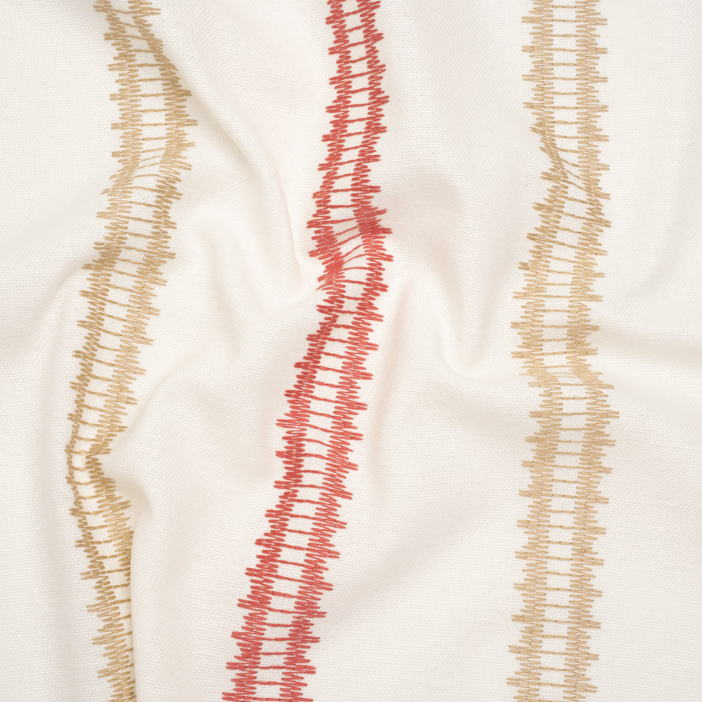 Embroidered Recycled Polyester and Cotton Woven - Raspberry Zig Zag Ladder Stripes - British Imported - Joann Fabrics