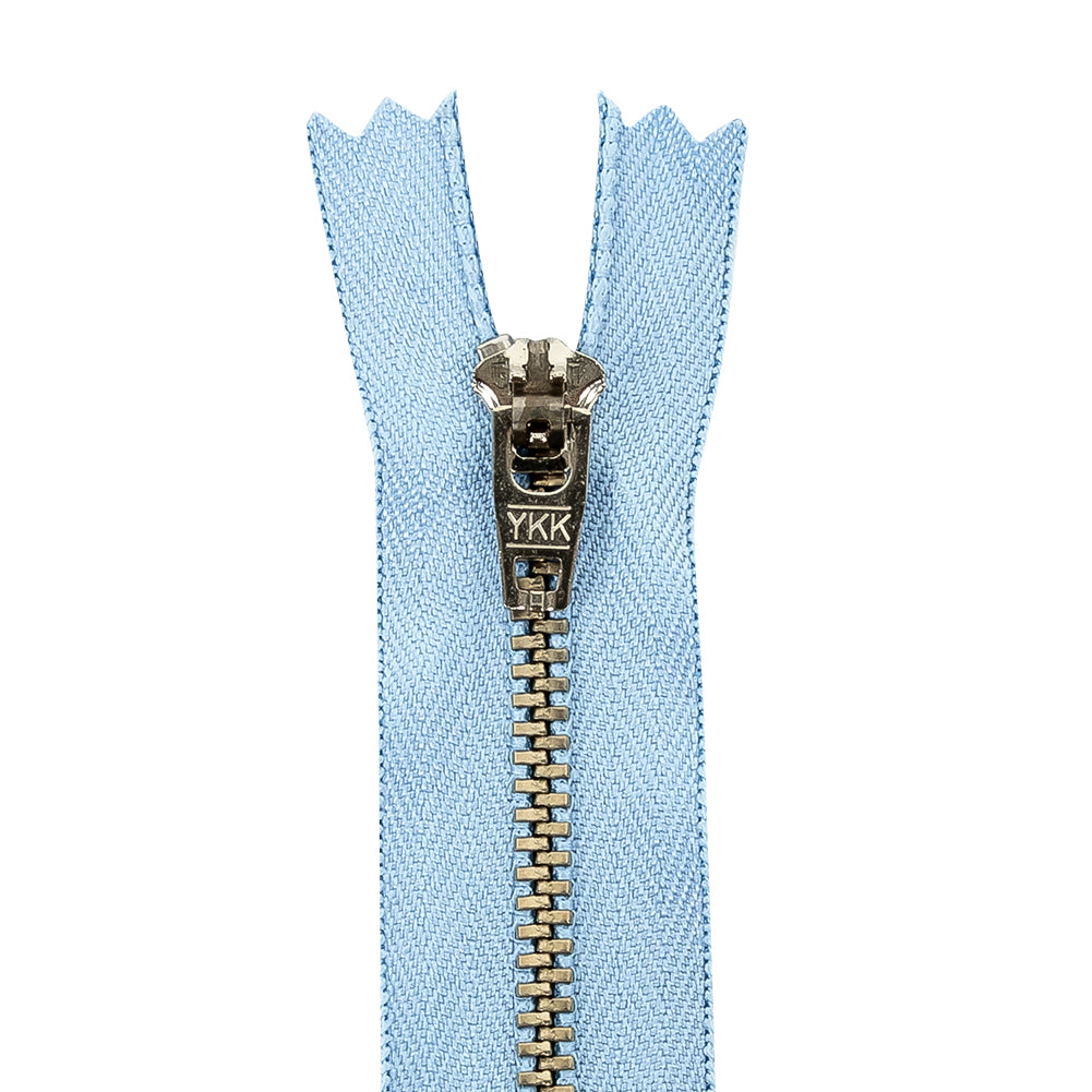 YKK Blue Metal Closed Bottom Zipper with Silver Teeth - 5
