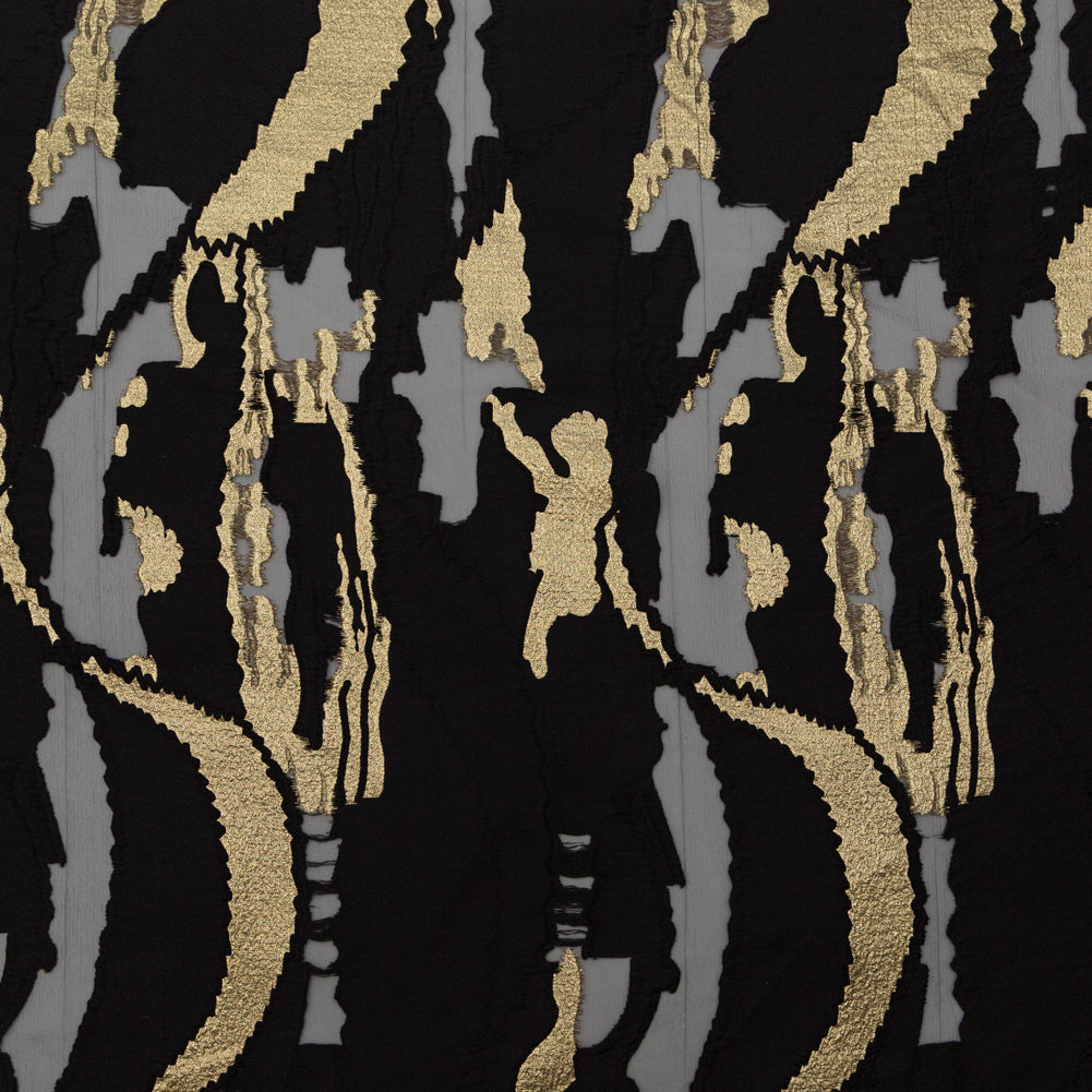 Metallic Gold and Black Luxury Crinkled Organza Burnout Brocade - Joann Fabrics
