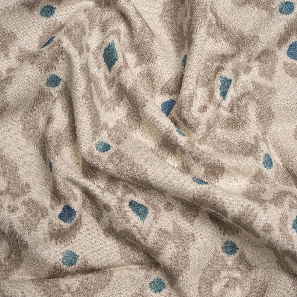 Cotton and Linen Canvas Print - Indigo Ikat Geometries - British Imported - Joann Fabrics