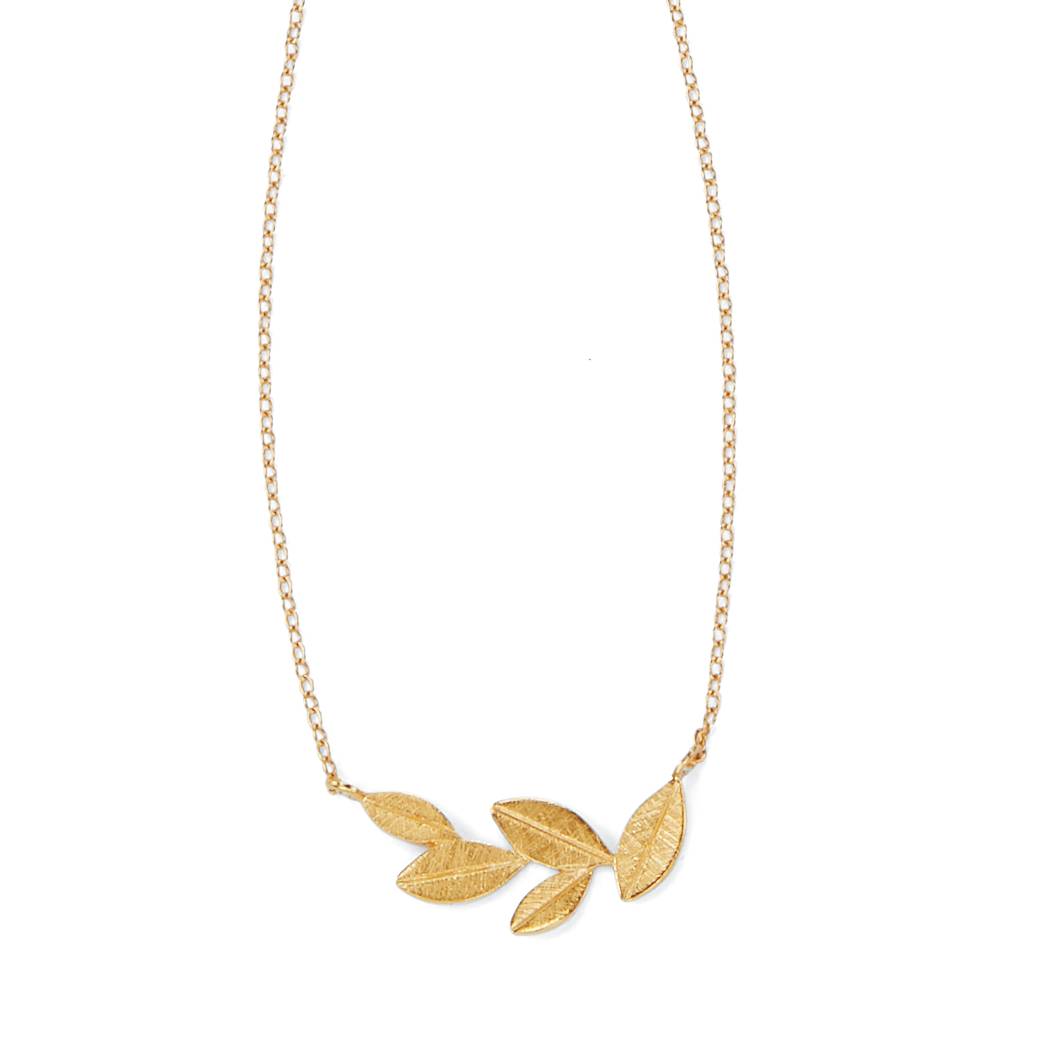 Delicate Goldplated Sterling Leaf Necklace, Adjustable - Northstyle Catalog