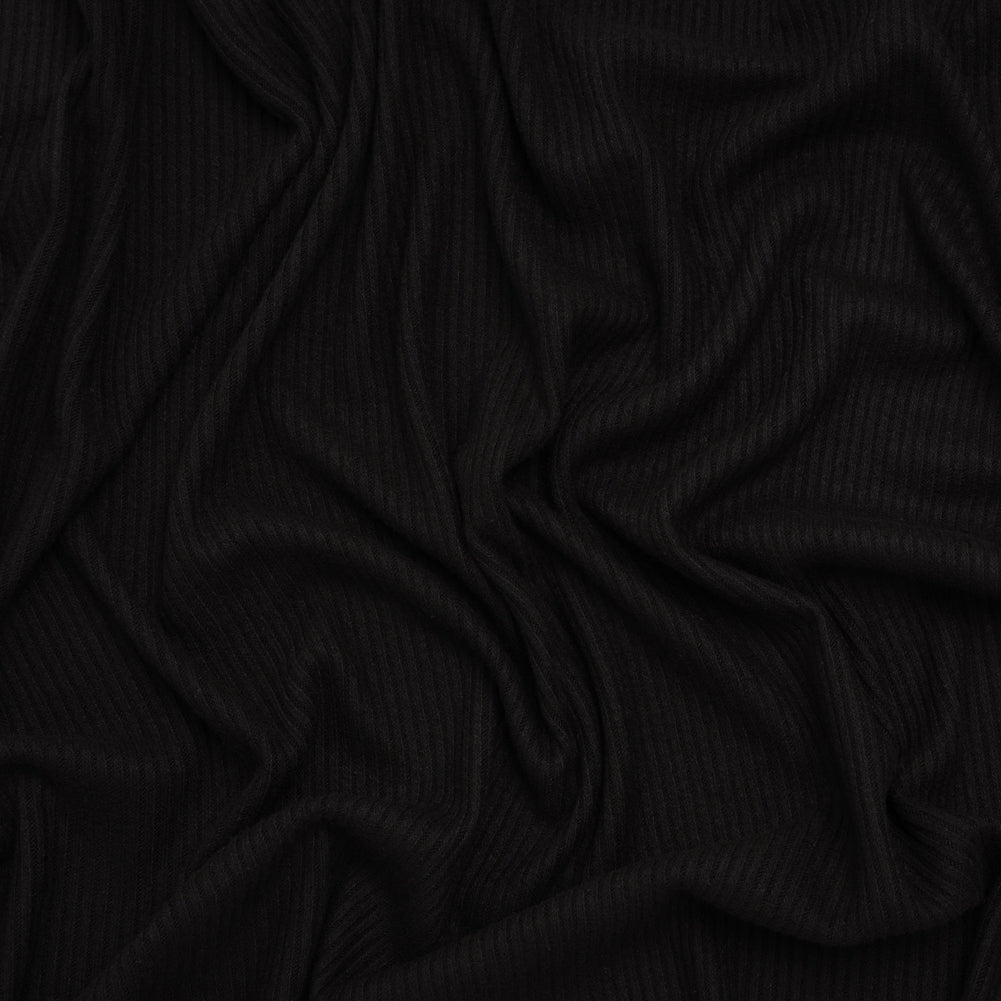 Brushed Cozy Stretch Viscose 2x2 Rib Knit - Black - Deadstock - Joann Fabrics