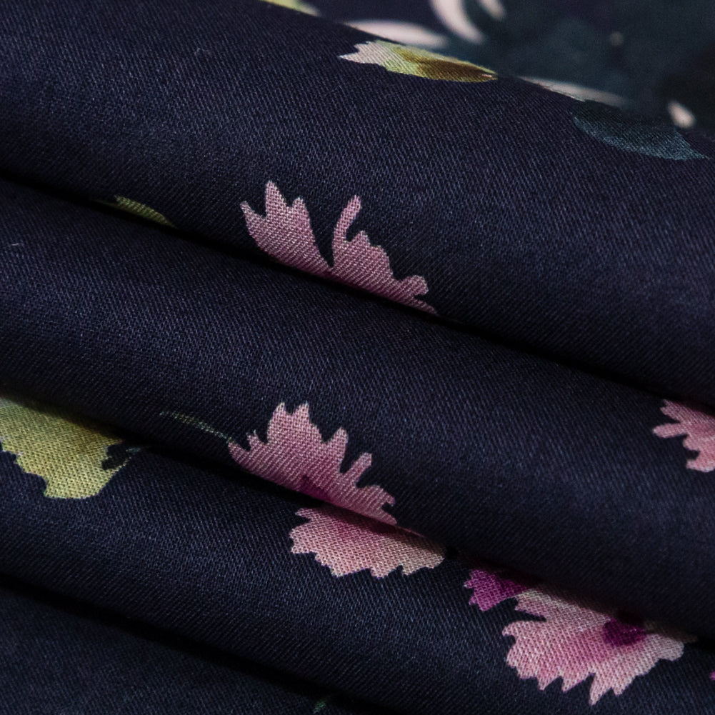 Cotton Voile - Navy Floral Border - Blooming Upwards Print - Mood Exclusive Serengeti Collection - Joann Fabrics