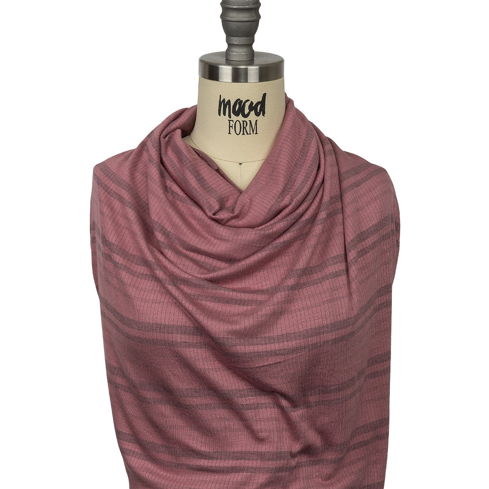 Rose and Charcoal Striped Stretch Rayon Rib Knit - Joann Fabrics