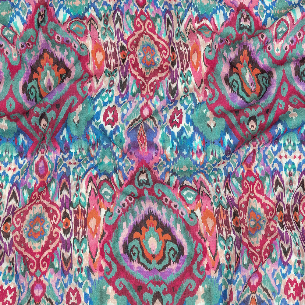 Gauzy Wrinkled Rayon Woven Print - Pink and Blue Geometric Ikat - Mood Exclusive Wavy Pigmentation - Joann Fabrics