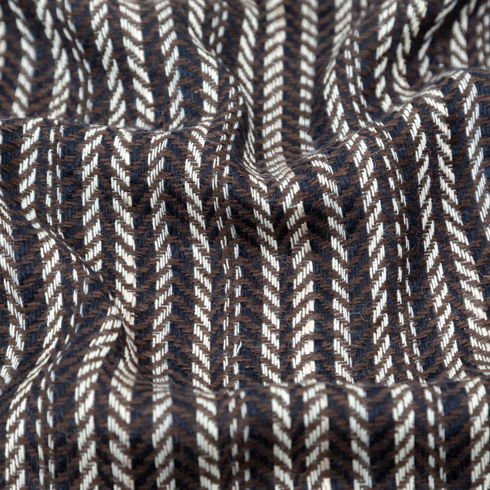 Brown Navy and White Striped Chevron Wool Woven - Joann Fabrics
